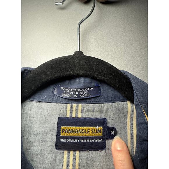 Panhandle Men's Medium Slim Fit Stripe Long Sleeve Western Snap Shirt - Picture 9 of 15